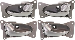 Interior Door Handle Pair/Set of 4 for Nissan Altima 2002-2005, Front and Rear, Right (Passenger) and Left (Driver), Gray Bezel with Silver Lever Replacement