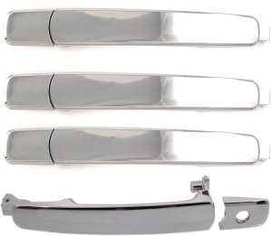 Exterior Door Handle Pair/Set for Infiniti Murano 2003-2007, Rogue Select 2014-2015, Pair/Set of 4, Front and Rear, Right (Passenger) and Left (Driver), Chrome Replacement