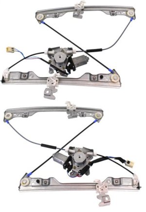 Front Window Regulator Pair/Set for 2002-2003 Nissan Altima, Right (Passenger) and Left (Driver), Power, With Motor, Replacement