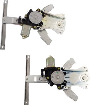Rear Window Regulator Pair/Set for Nissan Versa 2007-2011, Right (Passenger) and Left (Driver), Power Operated, with Motor, 2-Pin Connection, Compatible with Hatchback (2008-2012)/Sedan (2007-2011) Replacement