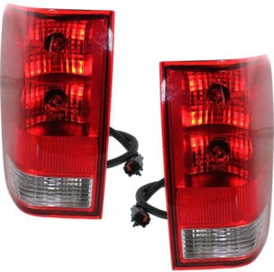 Clear & Red Lens Tail Light for Nissan Titan 2004-2015, Right (Passenger) and Left (Driver) Replacement Pair/Set