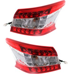 Tail Light Assembly Pair/Set for Nissan Sentra 2013-2015, Right (Passenger) and Left (Driver), Outer, Replacement