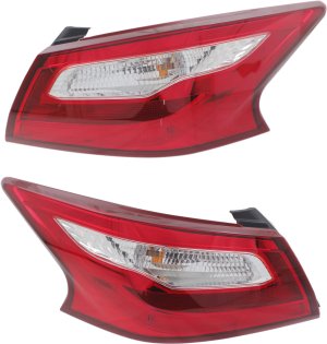 Tail Light Assembly Pair/Set for 2016-2017 Nissan Altima, Right (Passenger) and Left (Driver), Outer, Compatible with Base/S/SL/SV Models, 2017 w/o Smoke Lens, Replacement