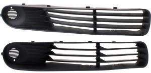 Front Fog Light Cover Pair/Set for Pontiac G6 (2005-2009), Right (Passenger) and Left (Driver) Side, Textured Dark Gray Bumper Grille Replacement