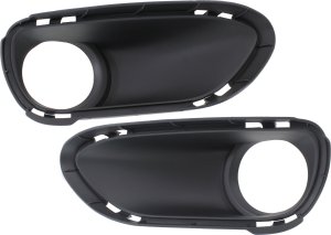 Front Fog Light Molding Pair/Set for 2011-2014 Porsche Cayenne, Right (Passenger) and Left (Driver) Sides, Textured Black, Turbo Model, Replacement
