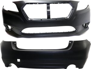 Front and Rear Bumper Cover Set for 2015-2017 Subaru Legacy, Primed (Ready to Paint), Replacement
