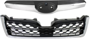 Hood Top and Radiator Grille Set for Subaru Forester 2014-2016, Textured Black Shell and Insert, Type 1, Replacement