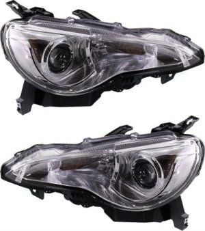 Headlight Assembly Pair/Set for Scion FR-S 2013-2016, Right (Passenger) and Left (Driver), Halogen Replacement