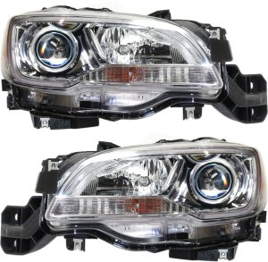 Headlight Assembly Pair/Set for Subaru Legacy/Outback 2015-2017, Right (Passenger) and Left (Driver), Chrome Interior, Replacement