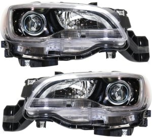 Headlight Assembly Pair/Set for Subaru Legacy/Outback 2015-2017, Halogen, Black Interior, Right (Passenger) and Left (Driver), Excludes 3.6L Limited Model, Replacement
