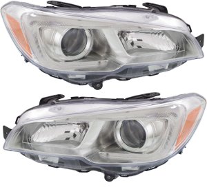 Headlight Assembly Pair/Set for Subaru WRX/WRX STI 2015-2021, Right (Passenger) and Left (Driver) Side, Halogen, Replacement