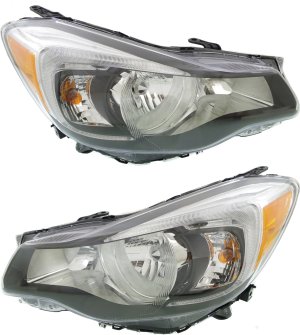 Headlight Assembly Pair/Set for Subaru Impreza (2014) and XV Crosstrek (2014-2015), Right (Passenger) & Left (Driver), Halogen, Excluding WRX Models, Replacement