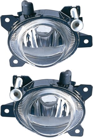 Front Fog Light Assembly Pair/Set for Saab 9-3 (2008-2010) and Saab 9-5 (2004-2009), Right (Passenger) and Left (Driver), Halogen, Replacement