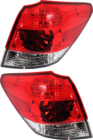 Tail Light Pair/Set for Subaru Outback 2010-2014, Right (Passenger) and Left (Driver), Outer, Lens and Housing, Halogen Replacement