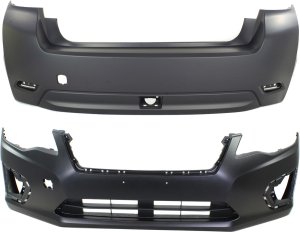 Front and Rear Bumper Cover Set for 2012-2014 Subaru Impreza Hatchback, Exc. WRX Model, Primed (Ready to Paint) - Replacement