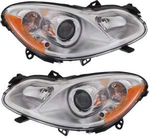Headlight Assembly for Smart Fortwo 2008-2015, Right (Passenger) and Left (Driver), Halogen, Pure Model Replacement Pair/Set