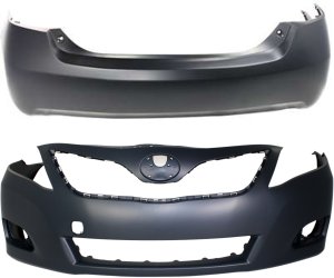 Front and Rear Bumper Cover Set for 2010-2011 Toyota Camry, 4 Cylinder, Primed (Ready to Paint), Japan Built, Replacement