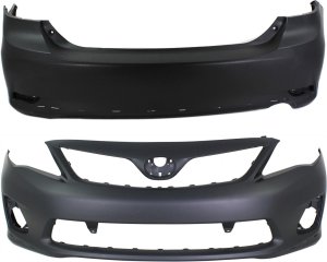 Front and Rear Bumper Cover Set for 2011-2013 Toyota Corolla Replacement Part