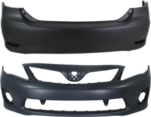 Front and Rear Bumper Cover Set for 2011-2013 Toyota Corolla, Replacement Auto Part Set