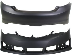 Front and Rear Bumper Cover Set for 2012-2014 Toyota Camry, Primed (Ready to Paint), Suitable for SE & SE Sport Models, Replacement