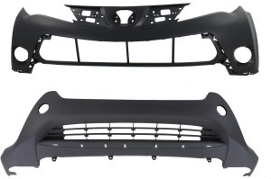 Front Bumper Cover Set for Toyota RAV4 (2013-2015), Upper and Lower, with Park Assist Sensor Holes, Fit Limited/XLE Models, North America Built, Replacement