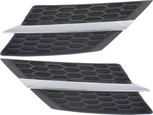 Grille Pair/Set for Toyota RAV4 2013-2015 Right (Passenger) and Left (Driver), Textured Black Radiator Grille with Chrome Molding, No Emblem Provision, Japan or North America Built Replacement
