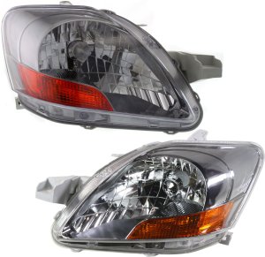 Headlight Pair/Set for Toyota Yaris Sedan 2007-2011, Right (Passenger) and Left (Driver), Lens and Housing, Fits 2007-2009 S Model and 2010-2011 with Sport Package Base Model, Replacement