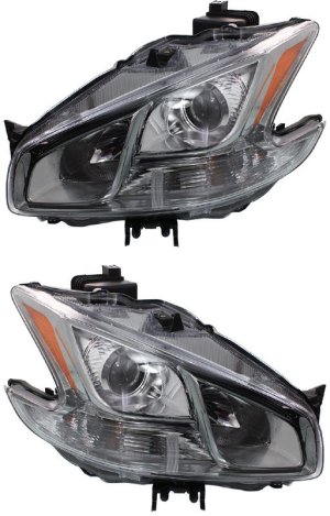 Headlight Assembly Pair/Set for 2009-2014 Nissan Maxima, Right (Passenger) and Left (Driver), Halogen, Excluding Limited Edition & Sport/Premium Package, Replacement