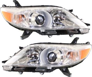 Headlight Assembly Pair/Set for Toyota Sienna 2011-2020, Right (Passenger) and Left (Driver), Halogen, 2015-2020 Without LED Daytime Running Light, Excluding SE Model, Replacement