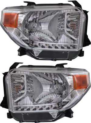 Headlight Assembly for 2014-2017 Toyota Tundra SR/SR5/Limited Models, Right (Passenger) and Left (Driver), Halogen, with Level Adjuster, Replacement Pair/Set