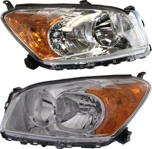 Pair/Set - Headlight Assembly for Toyota RAV4 2009-2012, Right (Passenger) and Left (Driver) Halogen Lights, Suitable for North America Built, Base/Limited Models, Replacement