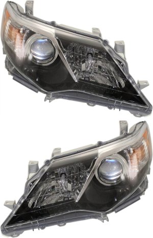 Pair/Set - Headlight Assembly for Toyota Camry 2012-2014, Right (Passenger) and Left (Driver), Halogen, SE/Sport Models Replacement