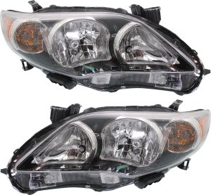 Headlight Pair/Set for 2011-2013 Toyota Corolla, Includes Right (Passenger) and Left (Driver) Replacement Lights
