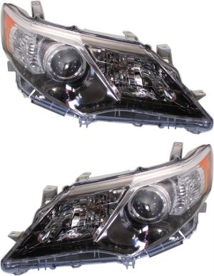Headlight Replacement Pair/Set for 2012-2014 Toyota Camry, Right (Passenger) and Left (Driver), Lens and Housing, Xenon, Without HID Pair/Set