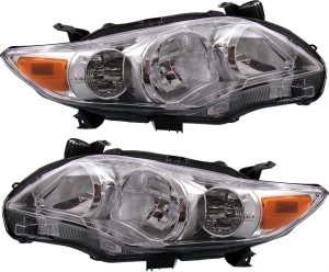 Headlight Pair/Set for 2011-2013 Toyota Corolla, Right (Passenger) and Left (Driver) Replacement