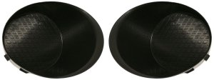 Pair/Set - Front Fog Light Cover for Toyota Tundra 2007-2013, Right (Passenger) and Left (Driver), Black, Fits Plastic Bumper Type, Without Fog Light Hole Replacement