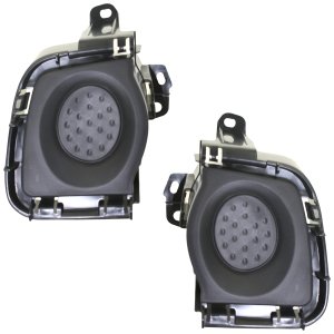 Front Fog Light Cover Pair/Set for 2010-2011 Toyota Prius, Right (Passenger) and Left (Driver), Black, Without Fog Light Hole, Without Pre-Collision System Replacement