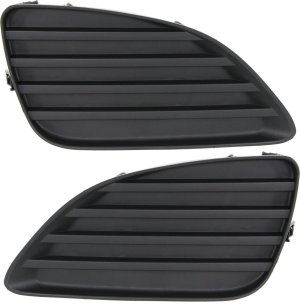 Front Fog Light Cover Pair/Set for 2010-2011 Toyota Camry, Right (Passenger) and Left (Driver), Textured Black, without Fog Light Hole, Replacement
