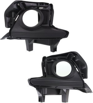 Front Fog Light Molding Pair/Set for Toyota Highlander 2014-2016, Right (Passenger) and Left (Driver), Textured Black, without LED Daytime Running Lights, Replacement