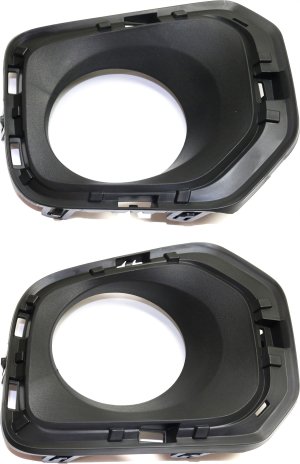 Front Fog Light Molding Pair/Set for 2016-2023 Toyota Tacoma, Left (Driver) and Right (Passenger), Textured Black, with Fog Light Hole, Replacement