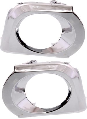 Front Fog Light Molding Pair/Set for 2010-2013 Toyota 4Runner, Right (Passenger) and Left (Driver), Chrome with Chrome Trim, Appearance Package Included, Replacement