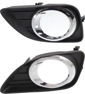 Front Fog Light Molding Pair/Set for 2010-2011 Toyota Camry, Right (Passenger) and Left (Driver), Primed (Ready to Paint) - Replacement