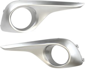 Front Fog Light Molding for Toyota Highlander 2011-2013, Right (Passenger) and Left (Driver), Silver, Replacement Pair/Set