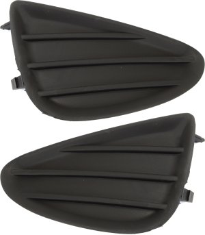 Pair/Set - Front Fog Light Cover for Toyota Yaris 2012-2014, Right (Passenger) and Left (Driver), Textured Black, Without Fog Light Hole, Japan Built, Replacement