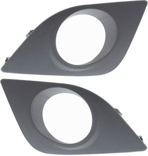 Front Fog Light Molding Pair/Set for 2014 Toyota Corolla, Right (Passenger) & Left (Driver), Textured Black Replacement