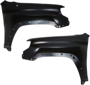 Front Fender Pair/Set for Toyota 4Runner 2010-2013, Right (Passenger) and Left (Driver) Side, Primed (Ready to Paint), Steel, w/ Antenna Hole, Replacement