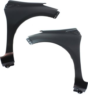 Front Fender Pair/Set for 2012-2019 Toyota Yaris, Right (Passenger) and Left (Driver), Primed (Ready to Paint), Hatchback, 2012-2014 Japan/2014-2019 France Built Vehicle, without Rear Intermittent Wiper, Replacement
