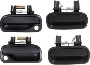 Front and Rear Replacement Door Handle for 2000-2006 Toyota Tundra Extended Cab Pickup, Pair/Set of 4, Right (Passenger) and Left (Driver), Outside, Textured Black
