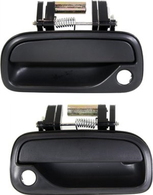 Front Door Handle Pair/Set for Toyota Tundra 2000-2006 Standard/Extended Cab Pickup, Right (Passenger) and Left (Driver), Outside, Textured Black Replacement