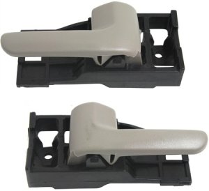 Inside Door Handle Pair/Set for Toyota Tundra 2000-2006 Extended Cab Pickup, Right (Passenger) and Left (Driver), Beige (Fawn), Without Door Lock, Replacement